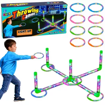 LEAN TOYS Ringo Throwing Skill Game for Kids LED Glowing Hoops Posts