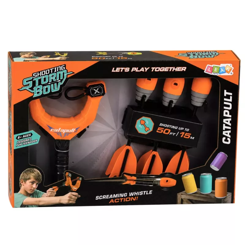 LEAN TOYS Sports Set of Skill Slingshot with Whistling Arrows Orange 15M