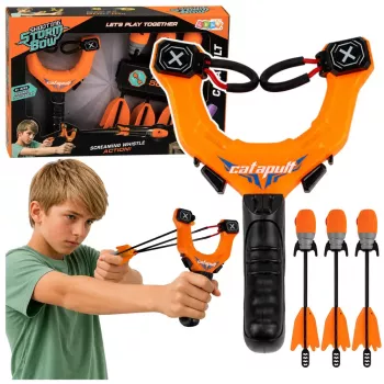 LEAN TOYS Sports Set of Skill Slingshot with Whistling Arrows Orange 15M
