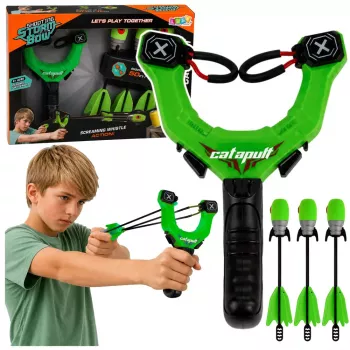 LEAN TOYS Sports Arcade Set Slingshot with Whistling Foam Arrows 15M
