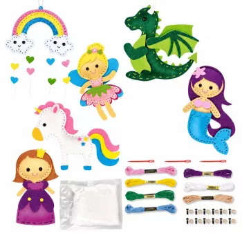 LEAN TOYS Creative Set of Felt Sewing Plush Toys Fairytale Land DIY 6 pcs.