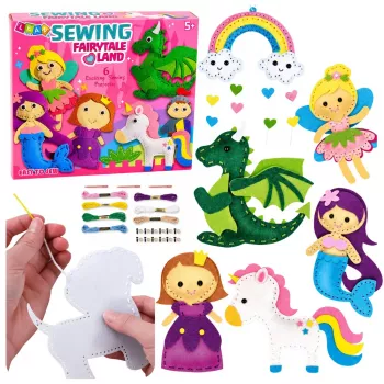 LEAN TOYS Creative Set of Felt Sewing Plush Toys Fairytale Land DIY 6 pcs.