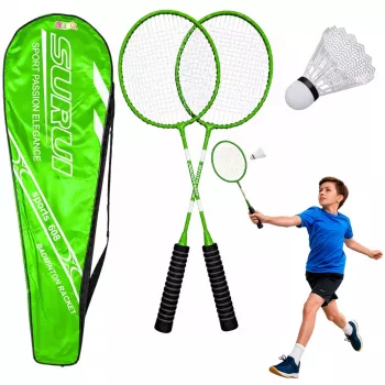 LEAN TOYS Badminton Set Rackets Shuttlecock Cover Green