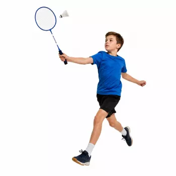 LEAN TOYS Badminton komplekts ar 2 raketēm, 3 volāniņiem un somu - Zils