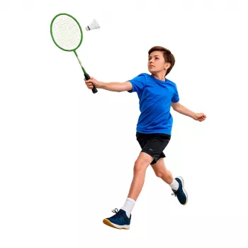 LEAN TOYS Badminton komplekts ar 2 raketēm, 3 volāniem un maciņu, zaļš