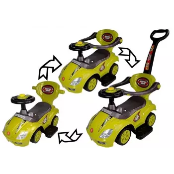 LEAN CARS Toddlers Ride On Push Along with Parent Handle Mega Car 3in1 Yellow