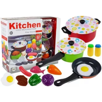 LEAN TOYS Kitchen Set Dishes Cook 22 Pieces
