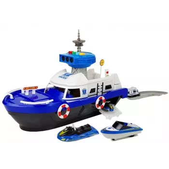 LEAN TOYS Policijas transporta laiva ar mašīnām, skaņām un gaismām