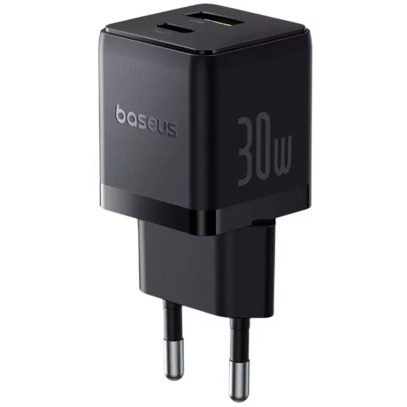 Baseus Palm 30W USB-C USB-A lādētājs Melns