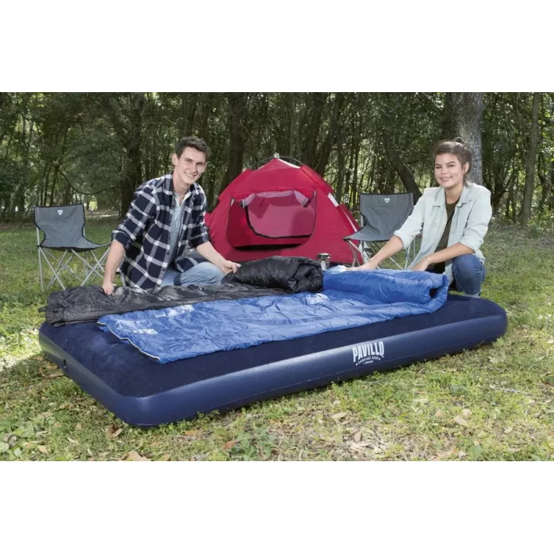 Bestway Piepūšamais Matracis 191 x 137 x 22 cm Double Flocked Top Coil Beam Blue/Grey 67002