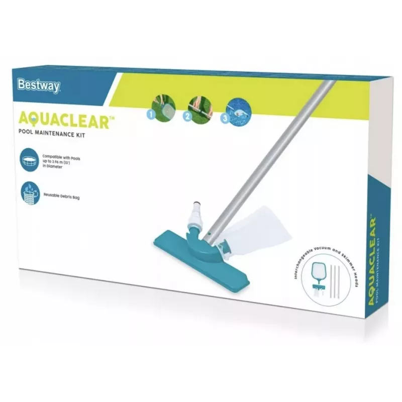 Bestway Flowclear Baseina Tīrīšanas Komplekts 58013 - Vakuuma Galva, Skimmera Tīkls, Birste, Alumīnija Kāts