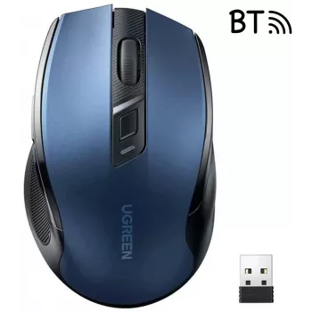 Ugreen MU006 Bezvadu optiskā pele 2.4GHz / Bluetooth 5.0 4000 DPI - Zila