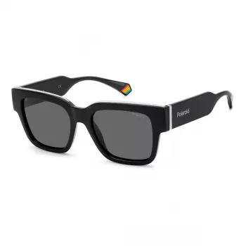 POLAROID PLD6198SX807 Unisex Taisnstūra saulesbrilles Havana rāmis Pelēkas polarizētas lēcas 52mm