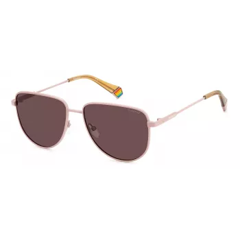 POLAROID PLD6196SX8KJ Unisex Square Saulesbrilles - Havana Rāmis, Brūnas Polarizētas Lēcas