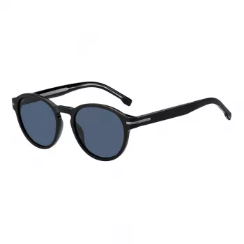 BOSS BOSS1506S807 saulesbrilles vīriešiem - melns acetāta rāmis, pelēka lēca, 52mm