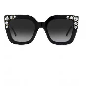 CAROLINA HERRERA HER0130S807 Sieviešu tauriņveida saulesbrilles Spīdīgi melna Pelēka 52mm