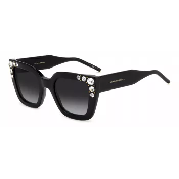 CAROLINA HERRERA HER0130S807 Sieviešu tauriņveida saulesbrilles Spīdīgi melna Pelēka 52mm