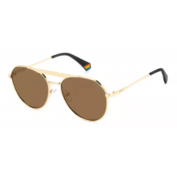 POLAROID PLD6211SXJ5G Unisex saulesbrilles - melns rāmis, pelēkas polarizētas lēcas 57mm