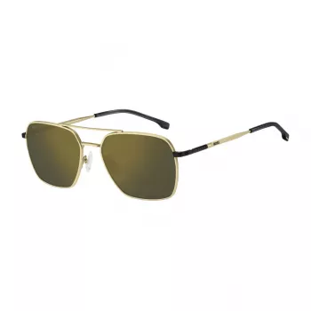 BOSS BOSS1414S0NZ Vīriešu taisnstūra saulesbrilles - Melns rāmis, pelēkas lēcas 57mm
