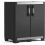 KETER GARAGE CABINET XL IT - Smagās slodzes sveķu glabāšanas skapis ar 4 regulējamiem plauktiem, slēdzamām dubultdurvīm, pelēks/melns