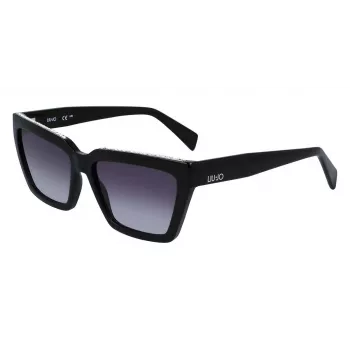 LIU JO Sieviešu kaķa acs saulesbrilles LJ793SR-001 - Melns rāmis, pelēkas lēcas 57mm