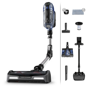Rowenta X-Force Flex 14.60 Auto Docking bezvadu stieņa putekļsūcējs RH99C3 - zils/alumīnijs, 32.4V, 70min darbība, Aqua Head, LED Vision