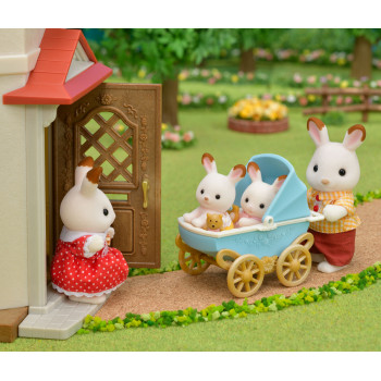 EPOCH Sylvanian Families Šokolādes Trušu Dvīņi ar Bērnu Ratiem