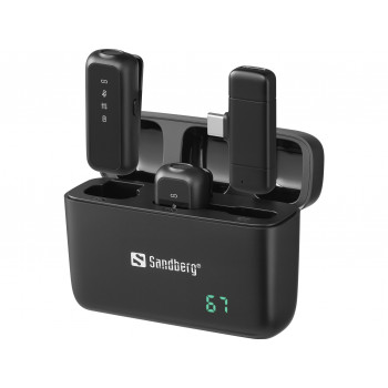 SANDBERG Streamer USB-C bezvadu mikrofoni x2 - dubultais mikrofonu komplekts - 20 Hz - 20 kHz