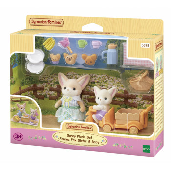 EPOCH Sylvanian Families Saulainais piknika komplekts - Fennec lapsas māsa un mazulis