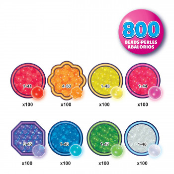 EPOCH Aquabeads Neon Beads papildinājuma paciņa - 600 cietās krelles 8 neon krāsās, ūdens aktivētas, saderīgas ar visām Aquabeads komplektiem