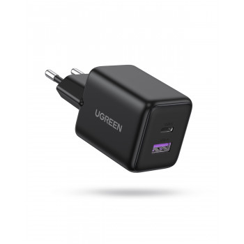 UGREEN X516 GaN 30W USB-C + USB-A sienas lādētājs melns