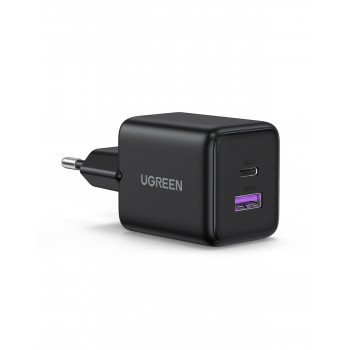 UGREEN X516 GaN 30W USB-C + USB-A sienas lādētājs melns