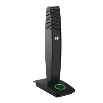 Neat MIC-1010-01 USB kondensatora mikrofons ar kardioīdu virzienu, austiņu monitoringa izeju, klusināšanas pogu un galda statīvu