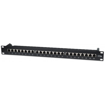 Intellinet 513487 24-Port Cat5e STP 1U Rackmount Patch Panel, Melns