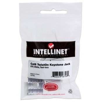 Intellinet 167062 Cat6 UTP Keystone Jack, bez instrumentiem, balts