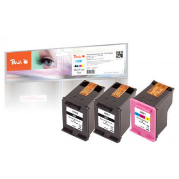 Peach PI300-563 saderīga tintes kasetne 3 komplekts, melna, ciāna, fuksīna, dzeltena HP DeskJet 1000 1010 1050 1050A 1055 1510 un citiem