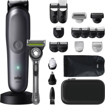 Braun AIO 9540 All-in-One stila komplekts, slapjai un sausai skūšanai paredzēts elektriskais skuveklis un trimeris, 60 min darbības laiks, 7 stiprinājumi, melns