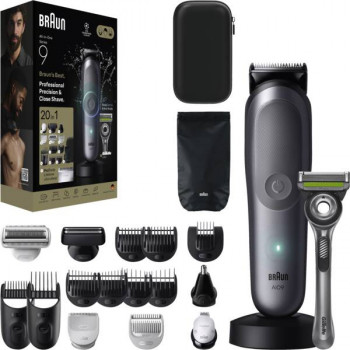 Braun AIO 9540 All-in-One stila komplekts, slapjai un sausai skūšanai paredzēts elektriskais skuveklis un trimeris, 60 min darbības laiks, 7 stiprinājumi, melns