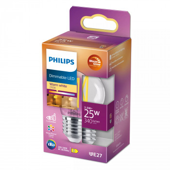 Philips LED Classic WarmGlow P45 caurspīdīga dimmējama E27 2.3W 250lm 2200-2700K