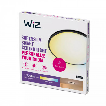 Signify WiZ Super Slim griestu lampa ar balto un krāsu gaismu 14W melna