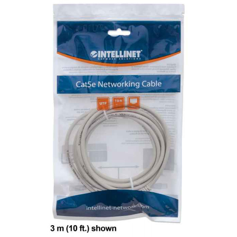 Intellinet Cat6 U/UTP Patch vads, 1,5 m, pelēks, Snagless, varš, 1 Gbps