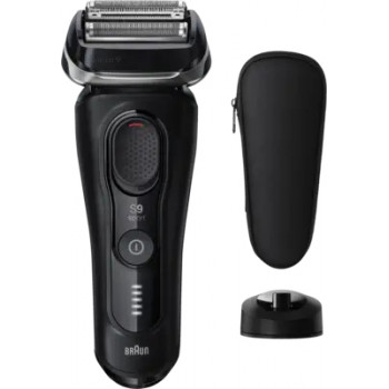 Braun Series 9 Sport 9110s elektriskais skuveklis, mitrā un sausā skūšanās, SyncroSonic tehnoloģija, 5 skūšanās elementi, 60 min darbības laiks, LED displejs, precīzijas trimeris, melns/pelēks