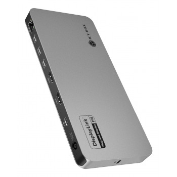 ICY BOX 12-in-1 Diamond Dock USB-C dokstacija ar diviem 4K ekrāniem, 100W Power Delivery, Gigabit Ethernet un karšu lasītāju