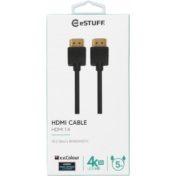 ESTUFF HDMI 1.4 High Speed kabelis ar Ethernet 5m 4K 3D ARC melns