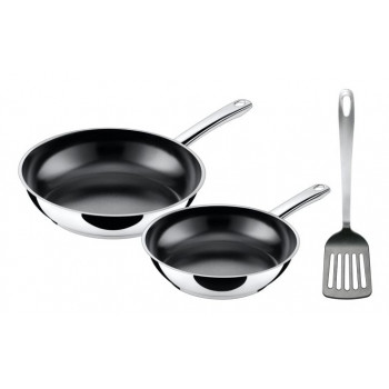SILIT Talis pannu komplekts ar lāpstiņu, 20 & 24 cm, nerūsējošais tērauds/melns