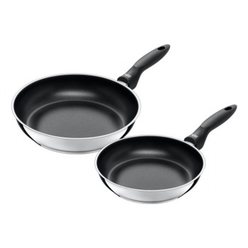 SILIT Domus pannu komplekts 24 un 28 cm, nerūsējošais tērauds ar melnu rokturi, indukcijas saderīgs, 2 daļas