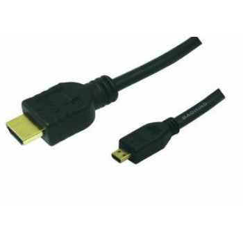 LogiLink High Speed HDMI kabelis ar Ethernet, HDMI Type A Male uz Micro HDMI Type D Male, 1,5 m, melns