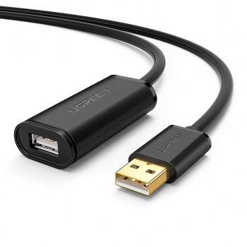 UGREEN US121 aktīvais USB 2.0 pagarinātāja kabelis, 5 m, melns