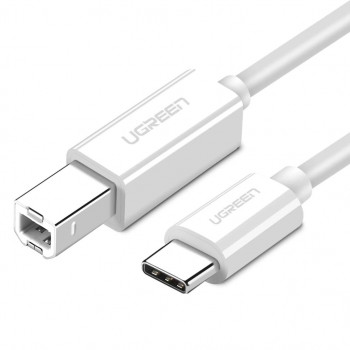 UGREEN US241 USB 2.0 USB-C uz USB-B printera kabelis 1,5m balts