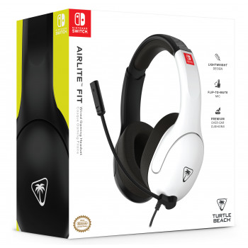 Turtle Beach Airlite Fit Headset NS melnbalta — vadu virsauss spēļu austiņas ar flip-to-mute mikrofonu